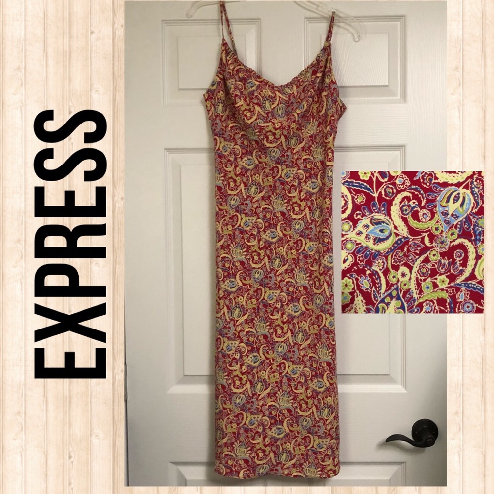 Express Adjustable Spaghetti Strap Dress - Red - image 1